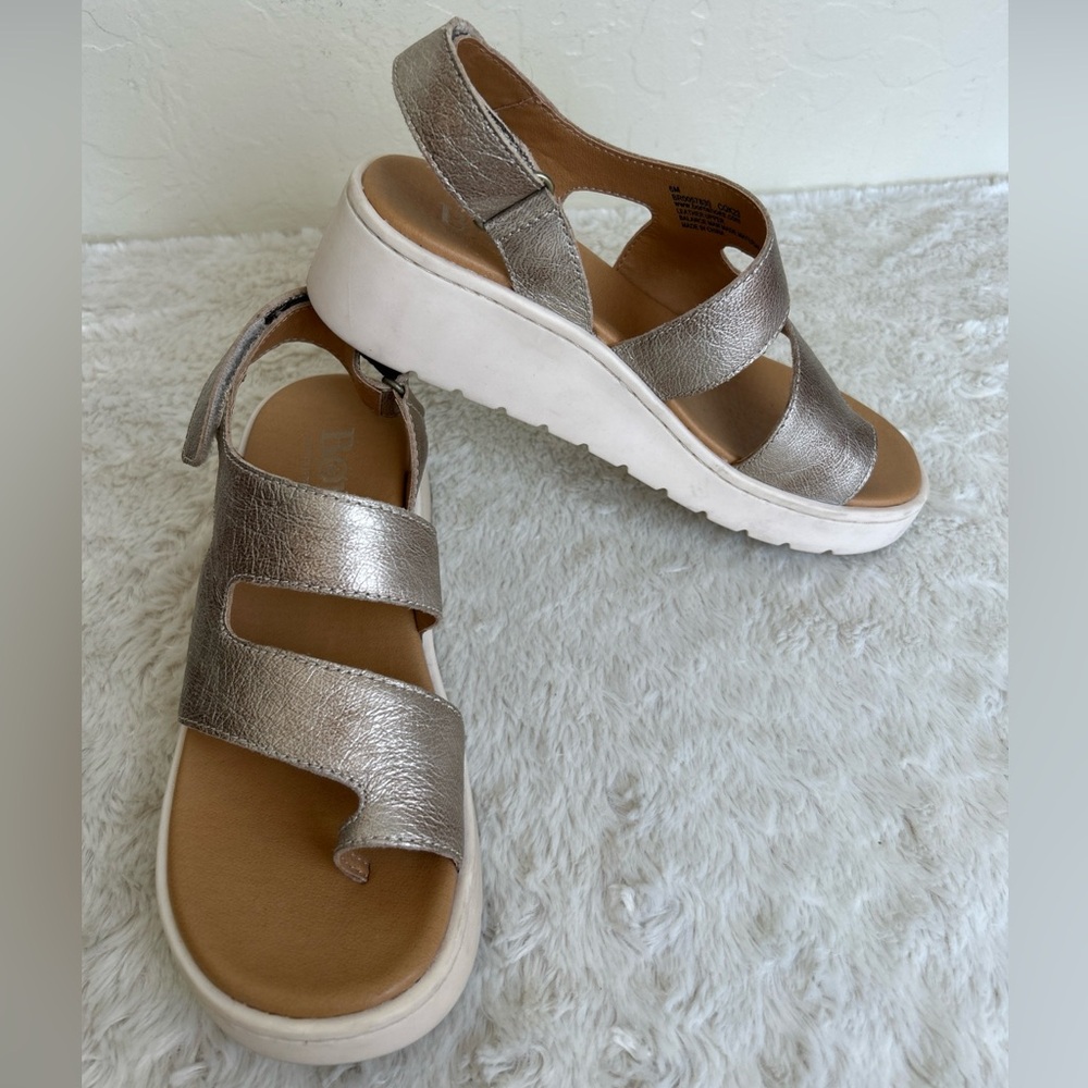 Born Karsten Slingback Sandals Women's Size 6M Bronze Soft Leather Wedges